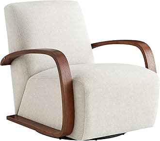 CHITA Swivel Accent Chair, Modern Arm Chair for Living Room, Linen in Fabric with Walnut Wood Arm