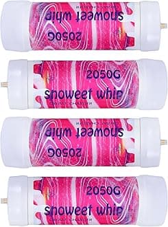 Generic SNOWEET Cream Charger Tanks Original Flavor Steel Whipped Cream Dispensers 3.3L 2050Gram Whipped Cream Canisters with nozzles (Unflavour-4 Cylinders), Unflavor 2500G, 240617YW3.3L-4