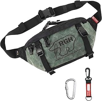 Rough Enough Tactical Fanny Pack Crossbody Large Waist Bag for Men Fishing Hiking Travel in Waxed Canvas Army Green, 4L