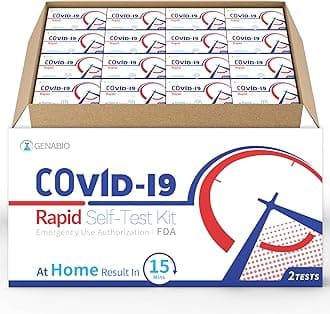 Genabio COVID-19 Antigen Rapid Self-Test Kit (204 Tests) – FDA EUA Authorized | 15-Minute At-Home Results | OTC Nasal Swab – Ages 2+ (102 Packs, 2 Tests per Pack)