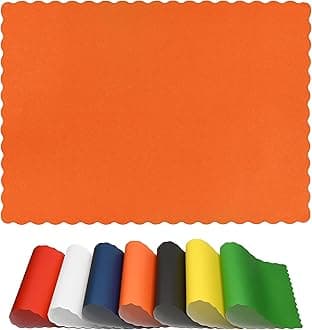 Paper Placemats for Dining Table - Disposable Scalloped Edges Orange Colored Table Mats Great for Parties and Christmas Table Decorations 10"x14" 100 ct