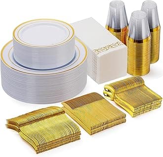 350PCS Silver Dinnerware Set with Napkins