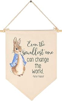Even the Smallest One Can Change the World-Easter Canvas Hanging Pennant Flag Wall Sign Decor Gift for Baby Kids Girl Boy Nursery,Kids Room Playroom Decor