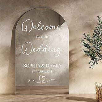 Personalized Wedding Mirror/Board Sign Sticker - Custom Welcome to Our Wedding Sign Decal for Mirror or Glass, Elegant Wedding Reception Decor W3 (H90xW57-60cm)