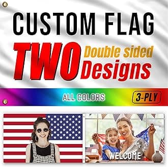Show Two Designs on One Flag - Custom Double Sided flag 3X5 FT-Print Your Own Logo/Photo/Picture/Text - Personalized Outdoor Pink Proud Flags Banners-Customized Indoor decoration Gift 3x5 Foot