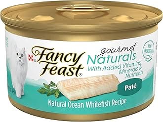 Purina Fancy Feast Wet Cat Food Pate Gourmet Naturals Ocean Whitefish Recipe - (Pack of 12) 3 oz. Cans