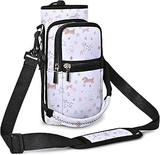 AUPET Water Bottle Sling Bag Sleeve Holder Carrier 25/32/40/64 oz,Insulated Crossbody Water Bottle Case Cover with Strap and Pockets for Men/Women Walking Hiking (Star Dog, 32oz)