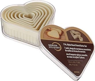 Heart Cutter Set, Fluted Nylon, 7-Piece,12x12x5 cm, Off-white