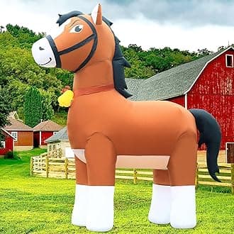 DomKom9FT Christmas Clydesdale Horse Inflatables Blow up Animals