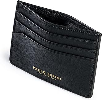 PAULO SERINI® Card Holder for Men & Women - Card Case Unisex with 6 Card Slots & Compartment for Bills - Slim Wallet vegan leather, Onyx Black, Einheitsgröße, Elegant
