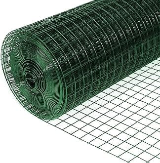 PVC Coated, Green Galvanised Wire Mesh Fencing Roll (50 cm x 5 m) 12.7 mm Mesh, Animal Enclosure Mesh Netting, Aviary Mesh, Rabbit Hutch Garden Fencing, Garden Fence Net