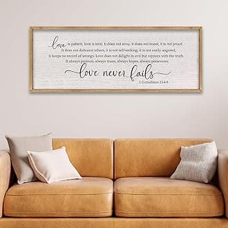 LuZhiQiang Love is Patient Love is Kind Wall Decor 40"X15" Bible Verse Quote 1 Corinthians 13 For Bedroom Above Bed Christianity Couple Sign Large Wood Framed Wall Hanging Art (Wood)