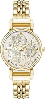 Anne Klein Women's Floral Dial Bracelet Watch, Gold