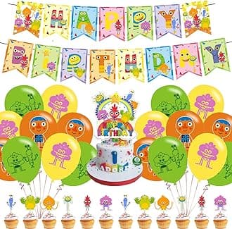 Super Songs Birthday Party Decorations, Cartoon Kids Songs Party Supplies with Banner, Cupcake Cake Toppers, Balloons for Kids Birthday Party Baby Shower Decorations