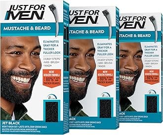 Mustache & Beard Brush-In Color Gel, Jet Black (Pack of 3, Packaging May Vary)