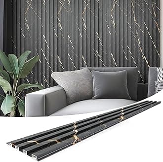Art3d 8-Pack WPC Slat Panel for Interior Decor, Decorative Fluted Accent Wall Covering for Living Room Bedroom TV Background Office, 96 x 6 Inch - Granite