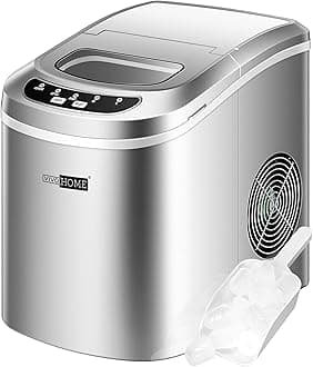 VIVOHOMEElectric Portable Compact Countertop Automatic Ice Cube Maker Machine with Hand Scoop and Self Cleaning Function 26lbs/Day Silver
