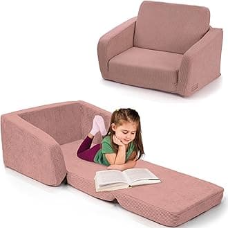 Comfy Kids Chair for Toddler - Stylish 2 in 1 Lounger Made of Memory Foam Easily Unfolds Into a Soft Baby Couch to Nap On - Modern Fold Out Sofa for The Little Ones