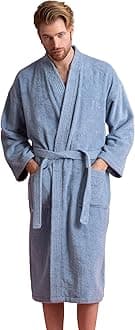 Men's Turkish Terry Kimono Style Bathrobe - 100% Turkish Cotton Robe for Men - Comfortable & Absorbent - Soft & Cozy Wear