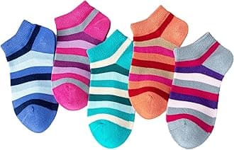 Girls No Show Seamless Socks Rainbow Cotton Stripes Socks Kids Low Cut Athletic Socks For School