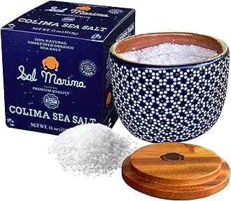 SAL MARINA Premium Colima Sea Salt from Coyutlán Lagoon, Mexico -Contains 1 Artesanal Container for the Salt | 100% Natural Sal Marina | Pantry-Friendly | Gluten-Free | 11OZ/311GR