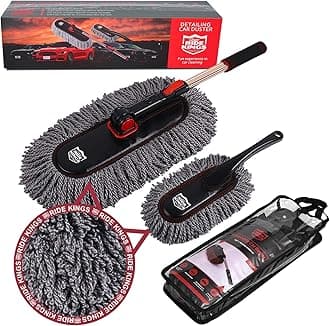 Car Dust Brush Set, Extendable Handle, Large and Small Car Brushes Remove Dust Exterior Interior of Cars and Trucks. Multifunctional Dust Collector, Microfiber,Non-Scratches, 2-Pack