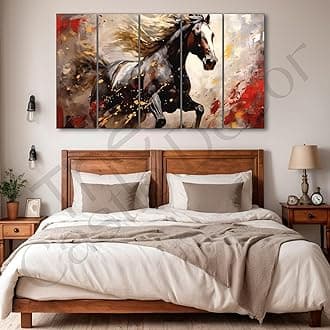The Castle Decor Modern horses painting with frame Big Size 27x48 Wall art for living room,Bedroom,Drawing room,Hotels-Wooden Framed-330
