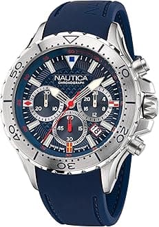 Nautica Men's NST Chrono Blue Silicone Strap Watch (Model: NAPNSF201), Blue