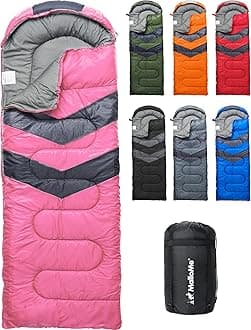 MalloMe Sleeping Bags for Adults Cold Weather & Warm - Backpacking Camping Sleeping Bag for Kids 10-12, Girls, Boys - Lightweight Compact Camping Essentials Gear Accessories Hiking Sleep Must Haves