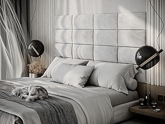 2 Pack — Upholstered Decorative Wall Panels Velvet Headboard Padding | Cushioned Planks | Padded Decor Collision Avoidance | Acoustic Soundproofing Treatment | (White, 2x Rectangle (25x50cm))