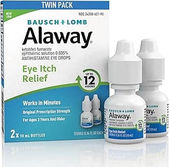 - Alaway Antihistamine Eye Drops for Itchy Eyes, Fast-Acting, Up to 12-Hour Eye Itch Relief, Clinically Tested Prescription-Strength Formula, 0.34 Fl Oz (Pack of 2)