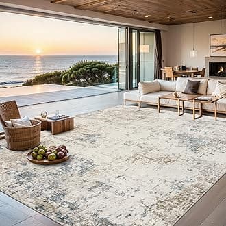 6x9 Area Rugs for Living Room - Washable Rug Modern Abstract Soft Large Neutral Non-Slip Carpet Indoor Floor Stain Resistant Thin Carpets for Bedroom Dining Room Farmhouse Nursery Home Office Multi