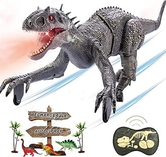 Remote Control Dinosaur Jurassic T Rex Toys for Boys Electronic RC Spray Raptor Walking Roaring Tyrannosaurus Rex Realistic 18.1" Rechargeable Birthday Gift for Kids Girls 3 4 5 6 7