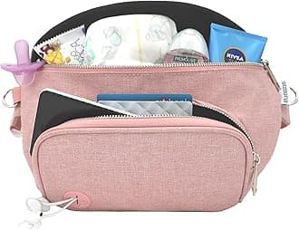 Fanny Pack Diaper Bag - with Baby Changing Pad & Waterproof Wipes Pocket - Stroller Organizer