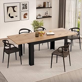 Mobili Fiver, Easy, Extendable Dining Table, 55.1(86.6) x35.4 in, Rustic Oak and Ashwood Black, Made in Italy
