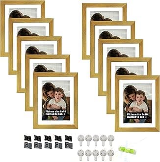 Art Street Individual Photo frames Set of 10, Picture Frame For Home Decoration, Living Room, Office Decoration (Gold, Size: 8x10 Inch)