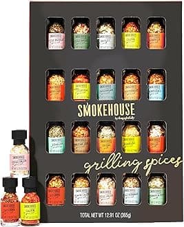 Smokehouse by Thoughtfully Ultimate Grilling Spice Set, Grill Seasoning Gift Set Flavors Include Chili Garlic, Rosemary and Herb, Lime Chipotle, Cajun Seasoning and More, Pack of 20