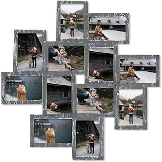 Hello Laura - Collage Picture Frames 4x6, 12 Opening Photos Frame for Wall Decor ,12 Ready-to-Hang Picture Frames for Family Photos, Wedding, Travel Memories, Lightweight PVC Multi Frame Collage - Ashes