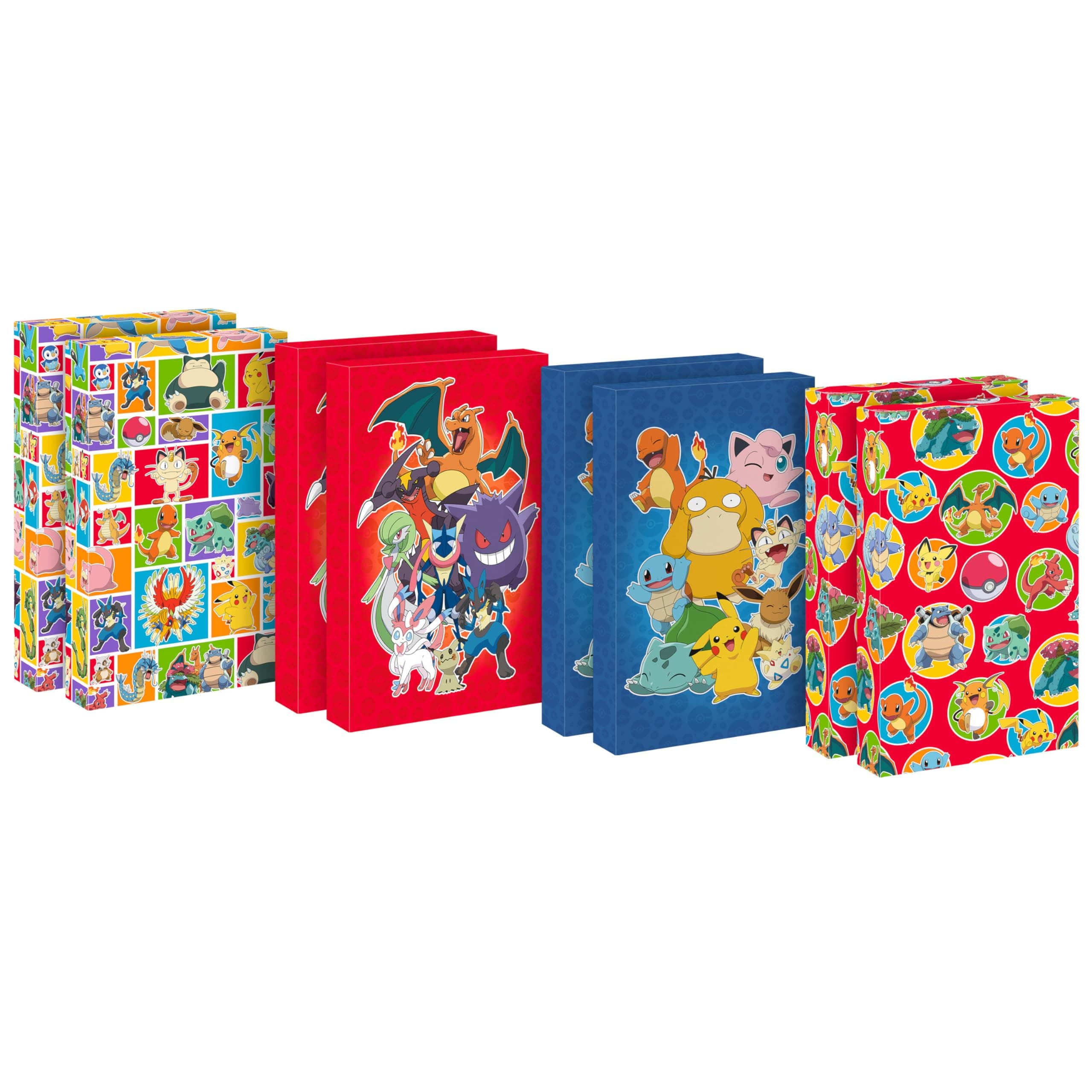 Hallmark Pokémon Medium Gift Boxes with Lids (8 Shirt Boxes, 4 Designs) for Kids, Parties, Back to School, Christmas