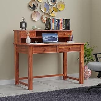 Jangid Handicraft Solid Sheesham Wood Study Table for Adults | Computer Table for Home | Wooden Writing Desk Work from Home Table | Rosewood | Basic Assembly, Honey Finish