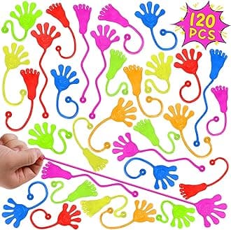 Sticky Hands Bulk 120 PCS Party Favors for Kids 4-8,8-12 Year Stretchy Sticky Hand Feet Goodie Bags Stuffers for Kids Treasure Box Toys for Classroom Small Mini Prizes Birthday Party Supplies