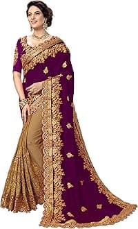TRENDMALLS Women's Silk Heavy Embroidery Work Saree