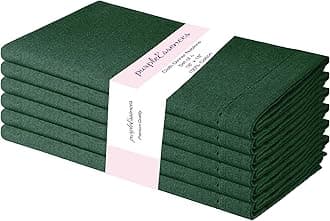 PurpleEssences Set of 6 Hemstitch Cloth Dinner Napkins 100% Cotton - Soft Durable Washable - Ideal for Wedding Spring Easter Summer - Perfect Everyday Use Table Linen 18x18 - Forest Green