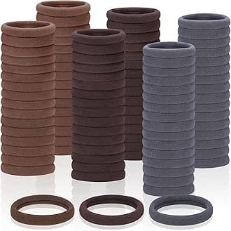 150 Pcs Seamless Elastic Hair Ties No Damage for Thick & Thin Hair, Ponytail Holders, Elastics, Soft Pony Tails Bands for Women, Dark Brown & Light Brown & Gray