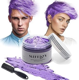 4.23 oz Temporary Purple Hair Spray Color Wax with Dye Brush, Instant Natural Violet Hairstyle Cream, Disposable Coloring Mud for Women Men Youth, Washable Styling Pomades, Party Cosplay DIY Halloween