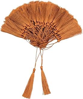 VAPKER 100 Pieces Bronze Tassels 13cm/5-Inch Silky Handmade Soft Tassels Floss Bookmark Tassels with 2-Inch Cord Loop for Jewelry Making, DIY Projects, Bookmarks