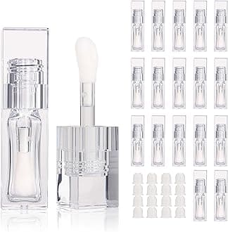 COSIDEA 18pcs Empty 6ml Square Clear PETG lip gloss tubes big deo foot wand lipgloss tube container for lip oil