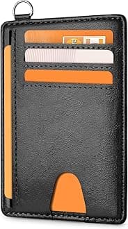 Mayski Slim Wallet, Credit Card Holder for Women, Minimalist Front Pocket RFID Blocking Card Cases, Small Wallet Women Men(Oiled Wax Black)