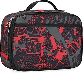 rickyh style Lunch Box with Padded Liner, Spacious Insulated Lunch Bag Durable Thermal Lunch Cooler Pack with Strap for Men Women Boys Girls Adults School Sports Beach Picnic Work Camp,2 Pocket