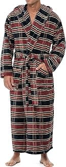 Alexander Del Rossa Mens Robe with Hood, Plush Fleece Hooded Mens Bathrobe, Big and Tall Bath Robe for Men